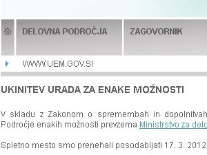 Zoper ukinitev Urada za enake možnosti