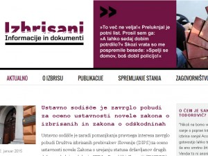 Spletno mesto Izbrisani: Informacije in dokumenti