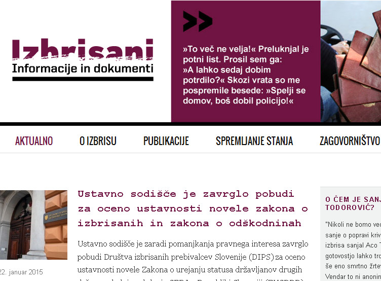 izbris web site